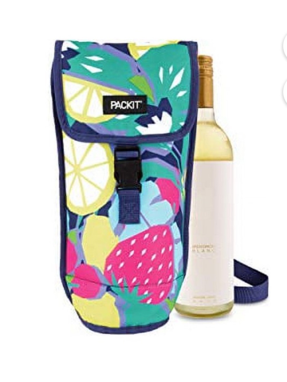 PackIt Freezable Wine Tote Bag in the Fruitopia Tropical Print
